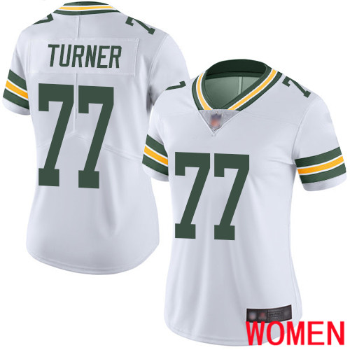Green Bay Packers Limited White Women #77 Turner Billy Road Jersey Nike NFL Vapor Untouchable